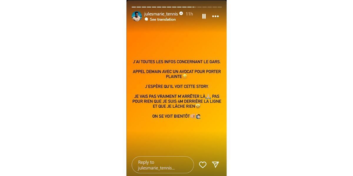 Jules Marie's Instagram Story. (Credits: Instagram)